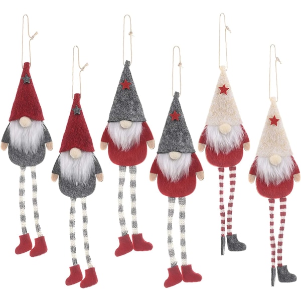 6st Gnome Juldekorationer, handgjorda Santa Elf Xmas Tree