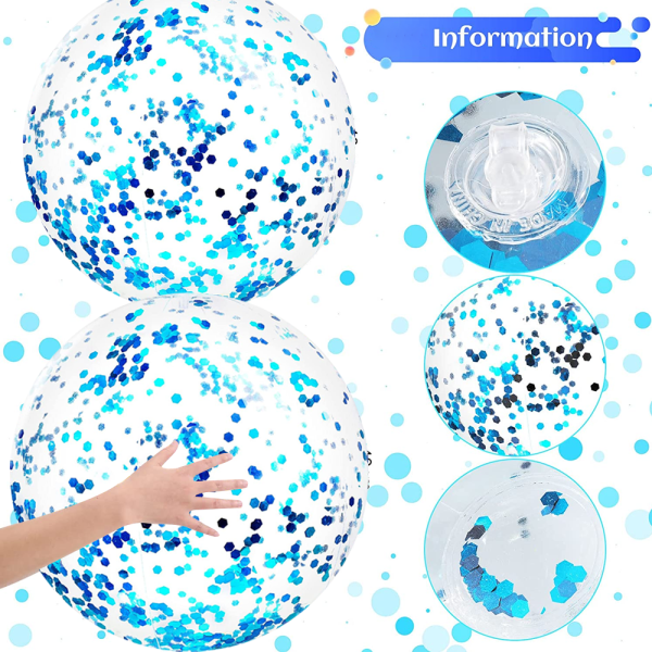 5-pack konfetti glitter uppblåsbara genomskinliga badbollar,