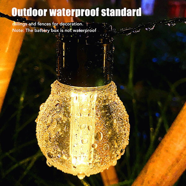 LED-slingor 20 LED-lampor Vattentäta utomhus ljusslingor för trädgård Bakgård Veranda Bistro Camping 26,2 fot