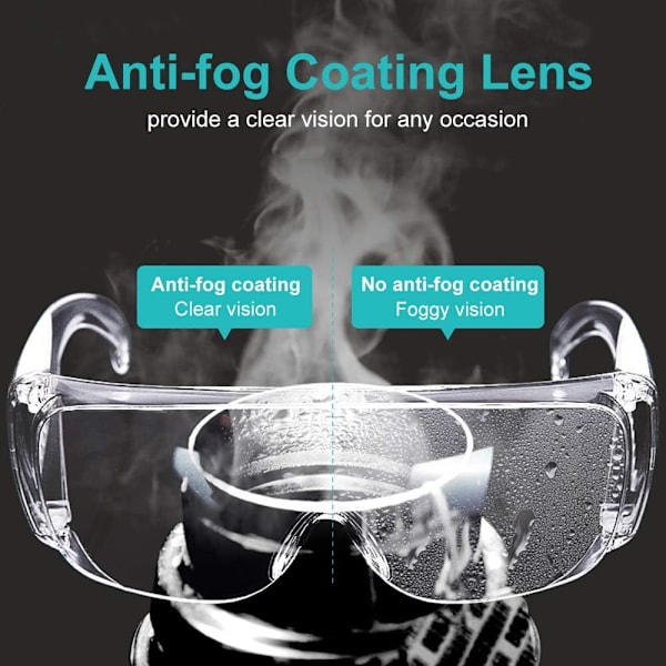 Säkerhetsglasögon, UNTIRE Anti-Fog och Anti-Scratch Skyddsglasögon för arbetsplatser, Transparenta, Bekväma att bära, 3 st