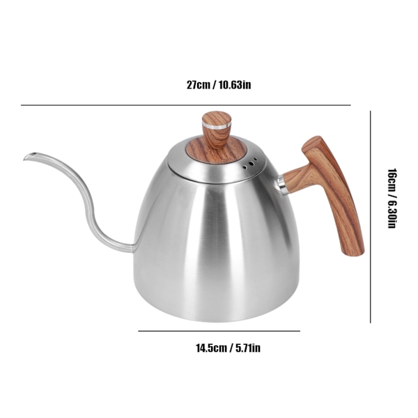 Häll över vattenkokare 800 ml Hållbar Rostfri Stål Bakelit Handtag Ergonomisk Design Svanhals Pip Kaffe Vattenkokare