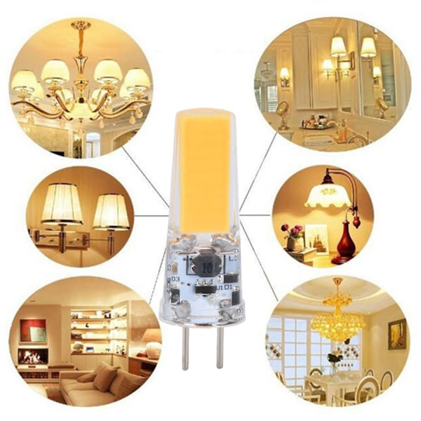 6PCS GY6.35 Glödlampa 5W COB Ljuskälla 500lm Silikon Taklampa Glödlampa för Vardagsrum Varm Vit