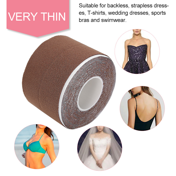 Bröstlyfttejp Push Up-tejp Nippelskydd Elastiska självhäftande behåar Förhindra hängBrun