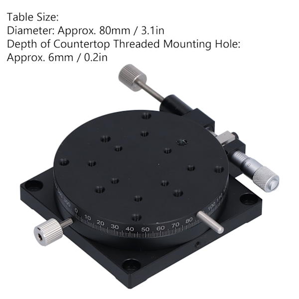 Manuell roterande linjär scen glidbord grovjustering 360° med mikrometer Dia80mm RBA80