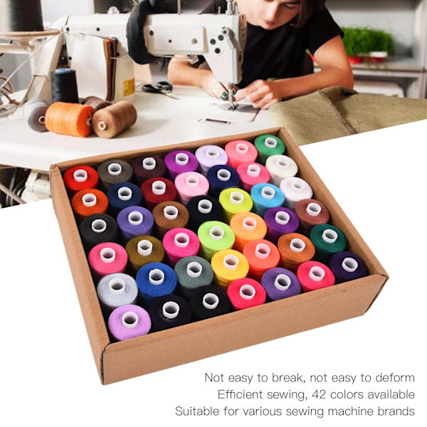 Sytrådssats Polyester 1000 Yards 42 Färger Hushåll DIY Broderispolar Kit