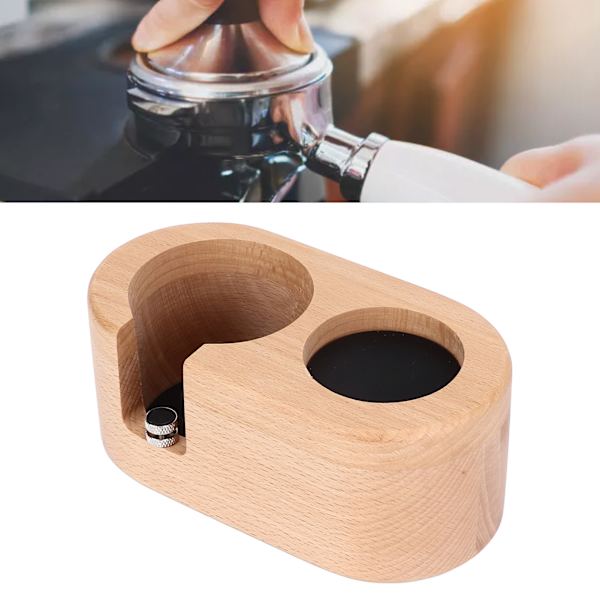 Kaffe Filter Tamper Hållare 58mm Bländare Kaffe Knock Box Trä Textur Trä Kaffe Tamping Station med halkfria fötter