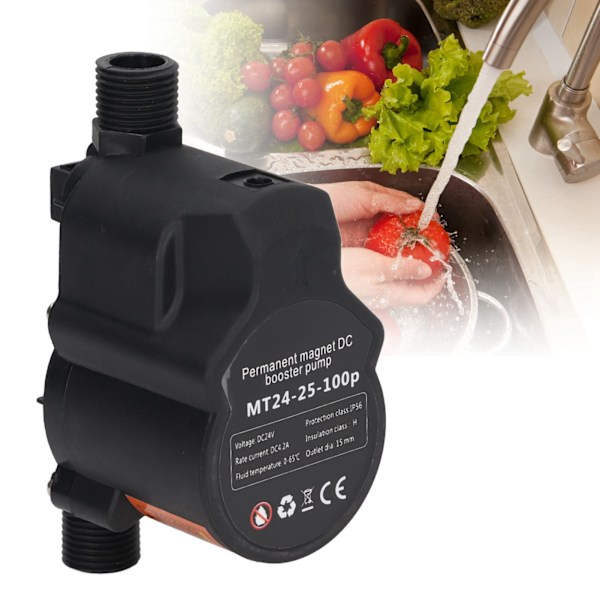 Boosterpump Automatisk Vattentryck Duschböjning Recirkulerande Väggmonterad 24VDC 100‑240V EU-kontakt