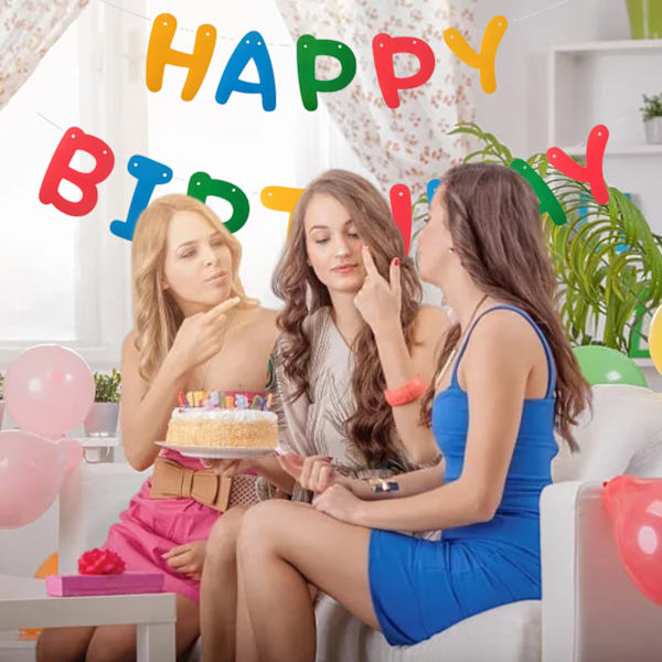 Färgglad grattis på födelsedagen banderoll, födelsedag dekoration, filt födelsedag girlang för hängande hängande dekoration, grattis på födelsedagen girlang banderoll för vuxna,