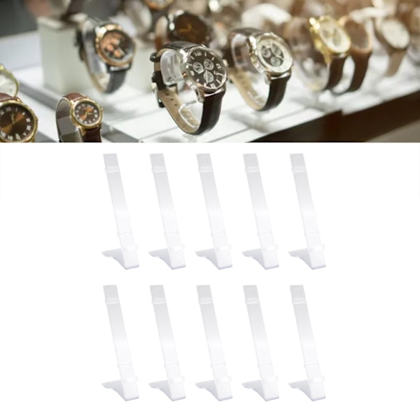 10 st Klockdisplayställ Hållare L-formad Klar Akryl Klock Smyckesställ Rack för Butik