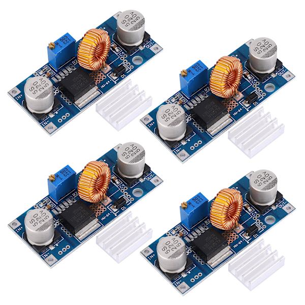 4 st Spänningsregulatormodul för steg nedåt DC DC Justerbar omvandlare 5A 4~38V