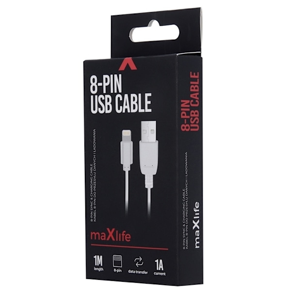Maxlife Laddkabel Lightning (1A) 1m, Vit