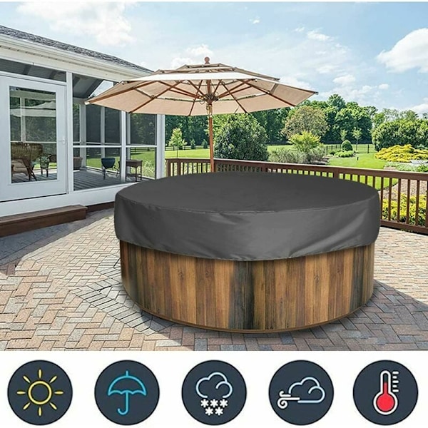 Skydd för badtunna, vattentätt utomhuspoolskydd med vindtätt system för runt spa, enkel montering och borttagning (190*30 cm)