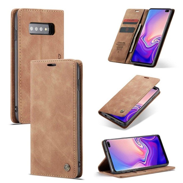 CASEME Samsung Galaxy S10 Plus plånboksfodral med magnetstängning - brun Brun