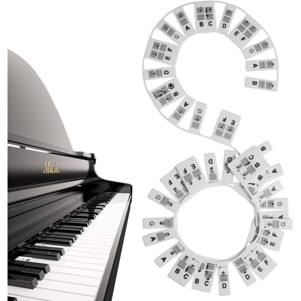 Avtagbara klaviaturetiketter, 88 tangenter Ståställ Nybörjare Silikonklistermärken för pianoklaviatur Återanvändbara klistermärken för pianoklaviatur för