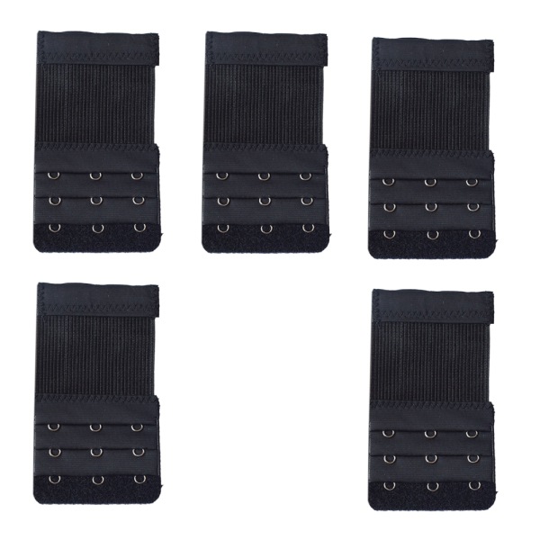 BH-förlängare 4-krokar Elastisk Stretchy BH-förlängningsrem Bekväm 3st-Pack black