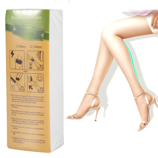 100 ark/påse ben armhåla hårborttagning depilatory nonwoven epilator vaxning remsa papper