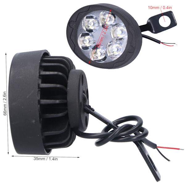 2 st 12V 6LED Bakspelspegel-strålkastare 6000K 1000LM Hög/Låg Strålkastare för Motorcykel