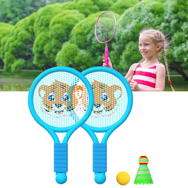 Badmintonracket för barn, lätt badmintonracket leksaksset för 3-7 år pojkar flickor inomhus utomhus blå tiger