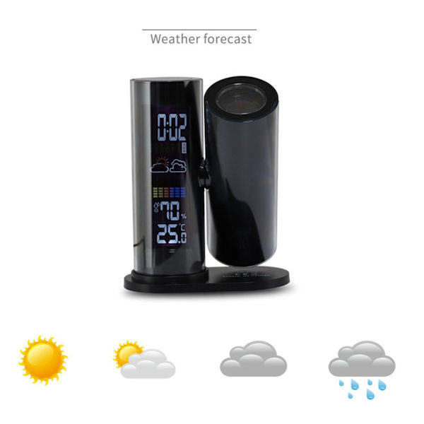 Projektionsväckarklocka Temperatur Fuktighetsdisplay 360 Grader Roterbar Färg Bakgrundsbelyst Bordsur EU-kontakt 100V‑240V