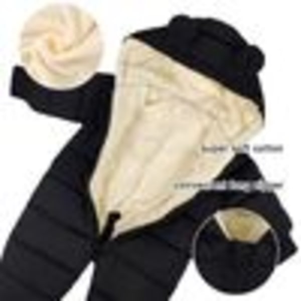 Baby vinteroverall med huva, overall snödräkt pojkar flickor långärmad overall varma kläder present (svart, 90 cm)