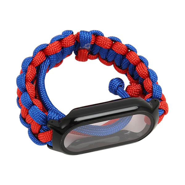 3 i 1 Klockarmband Paracord Vävda Armband Justerbart Ersättningsarmband Elastiskt Klockarmband Unisex för Mi Band 8/8 NFC Blå Röd