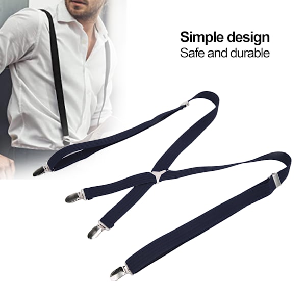 Herr Suspender Ca 1x41.3in Halksäker Säker Hållbar Robust Metall Bred Tillämplighet Klänning Suspender för Arbete BröllopMarinblå