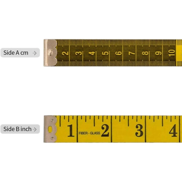 Dubbelsidig måttband Sy mjukt måttband Skräddare måttband för bröst/midja, 150 cm Gul