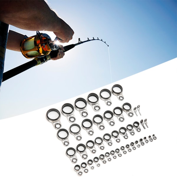 41 i 1 set Universal Rock Casting Tackle Fiske Spö Guider Linje Ringar Topp Tips