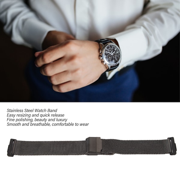 Rostfritt stål klockarmband justerbart armband med metallspänne klockarmband för Huawei Watch Fit 2 svart