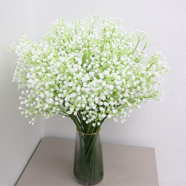 Konstgjorda Babys Breath Gypsophila Blommor Buketter 15 st Real Touch Blommor för Bröllopsfest DIY Krans Blomsterarrangemang Heminredning