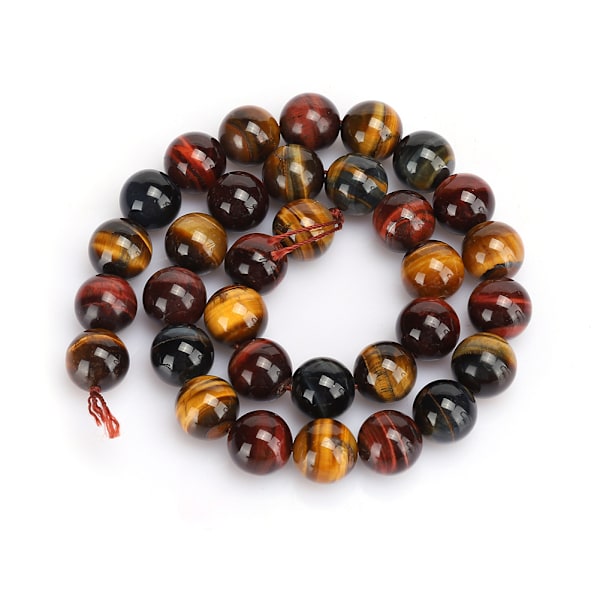 Natursten Trefärgad Tigeröga Runda Pärlor DIY Smycken Armband Tillverkning Tillbehör (12mm 32st Pärlor)