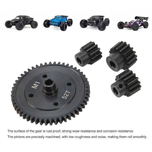 M1 5mm 52T huvudkugghjul med 12T 14T 16T kugghjul för 1/8 1/7 RC fjärrstyrd bil