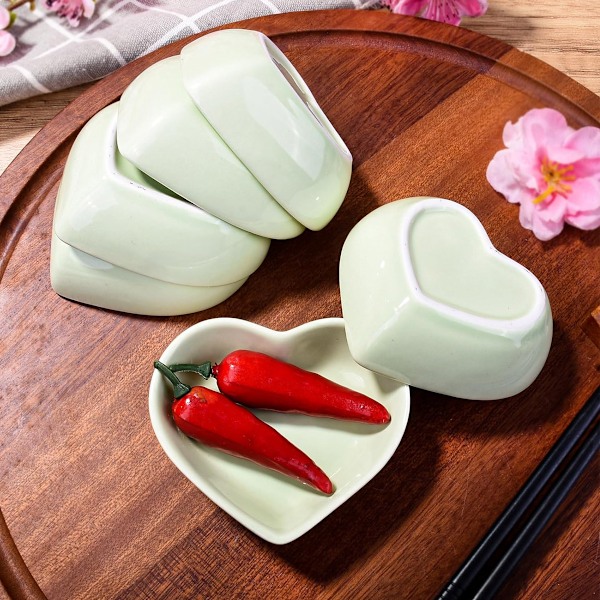 Hjärtformad keramiksåskopp, multifunktionell minidipsås skål sushi doppskål aptitretare tallrik serveringsfat skål kärlek bröllop