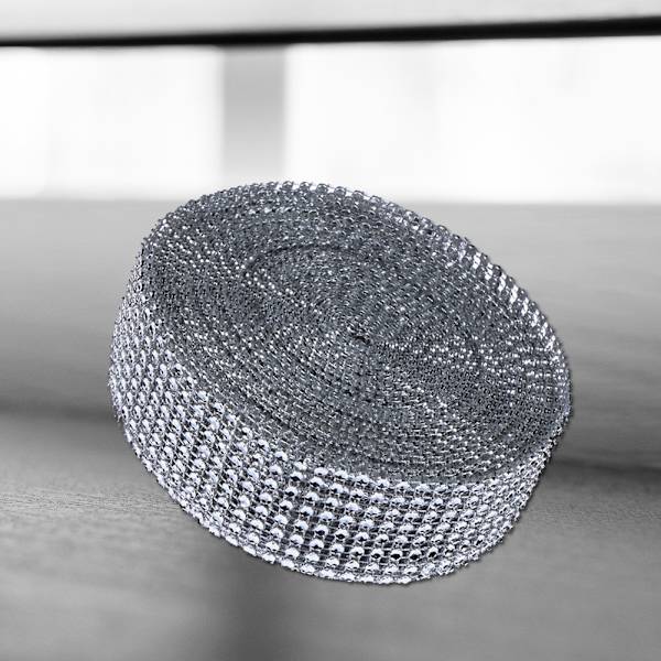 8 rader självhäftande strassnät rulle tejp bröllop hemfest dekor wrap silver