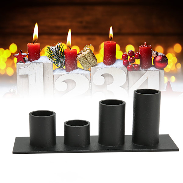 Pelare ljusstake 4 huvuden matt svart retro stil stark metall Halloween ljusstake för matsal dekoration