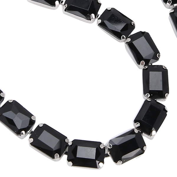 Rektangulär glasdiamantkedja DIY handgjord sömnad kläder skor accessoarer (svart)