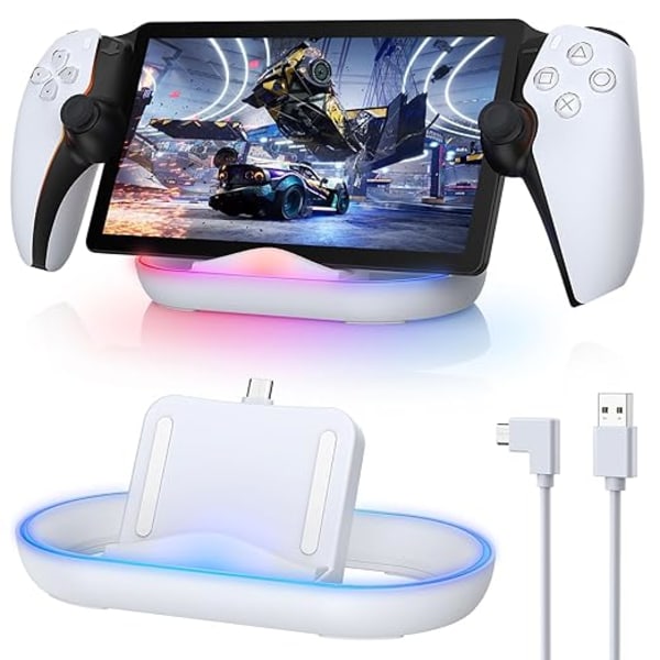 FASTSNAIL LED Laddare för PS Portal, Tillbehör kompatibla med Playstation Portal Remote Player, PSP Laddningsställ