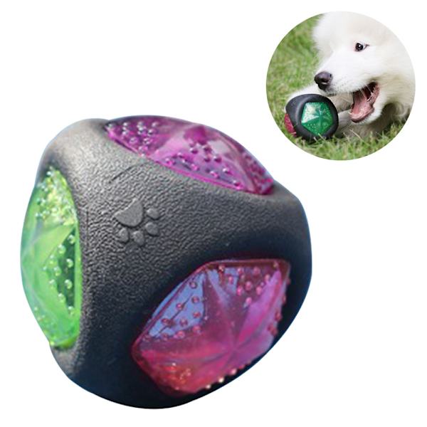 Hundleksak boll med LED-ljus och pip, hundbollar, leksak för hundar, lekboll för hundar, lyser i växlande färger, tillverkad av termoplastiskt gummi
