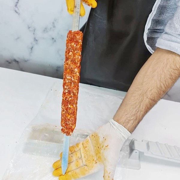 Kebab Maker Multifunktionell Bärbar Återanvändbar Livsmedelskvalitet Plast Manuell Kebabform för Kök Utomhusgrill Vit