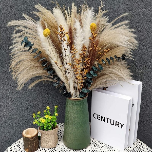 Inredning i lantlig stil, Thanksgiving juldekoration med konstgjorda blomsterarrangemang, mjuk och fluffig textur för soffbord, 60 delar i 7 olika