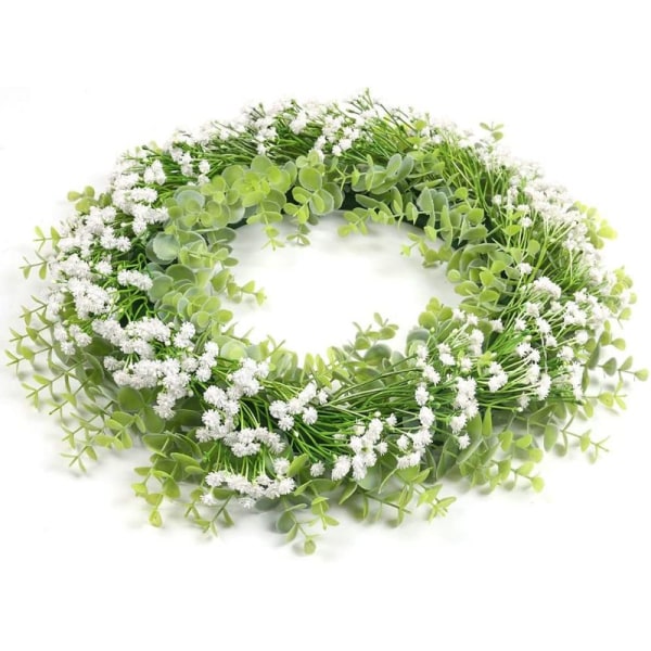 Gypsophila krans Vit konstgjord krans dekoration 40 cm dörr krans blommor vår natur krans liten krans för vägg, utomhus, bröllop, dekor
