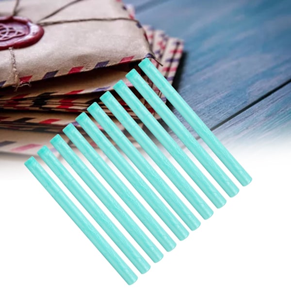 10 st tätningsvaxstavar flerfärgade små runda stämpelverktyg för DIY-inbjudningar kort kuvert (cyan)