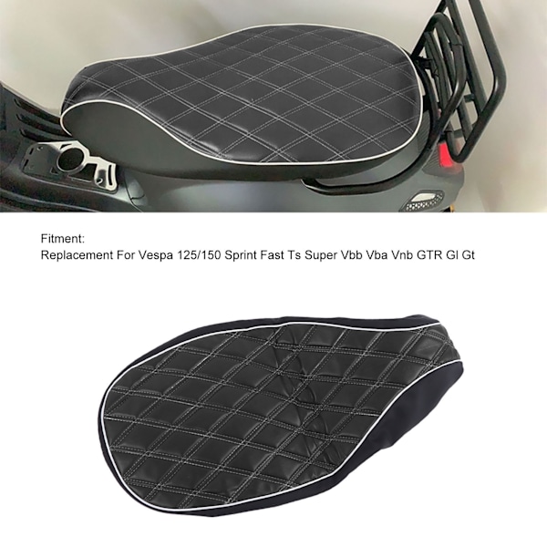 Sadelöverdrag i Läder för Vespa 125/150 Sprint Fast Ts Super Vbb Vba Vnb GTR Gl Svart
