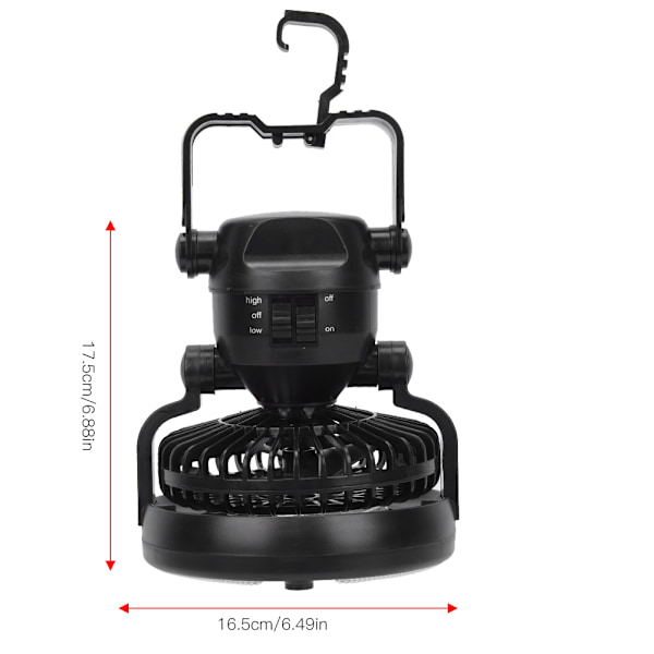 LED Tält Camping Ljus Takfläkt Lampa 360 Grader Rotation Lykta för Utomhusaktiviteter