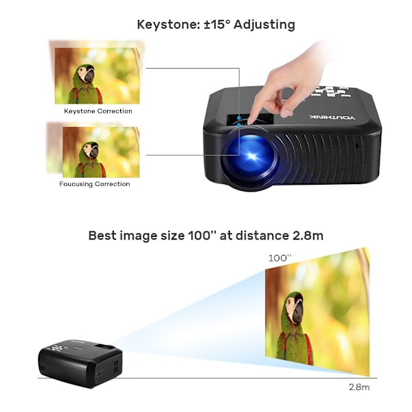 Bärbar LCD-projektor Multimedia Hemmabio Stöd 1080P HDMI USB TF-kort AV