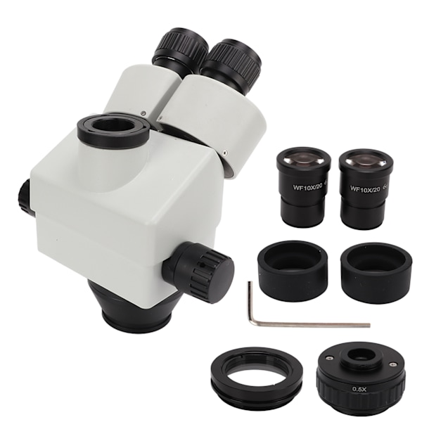 7X45X 3.5X45X Zoom Mikroskophuvud med 0.5X+1X Objektivlins Hög Upplösning Trinokulärt Stereomikroskophuvud