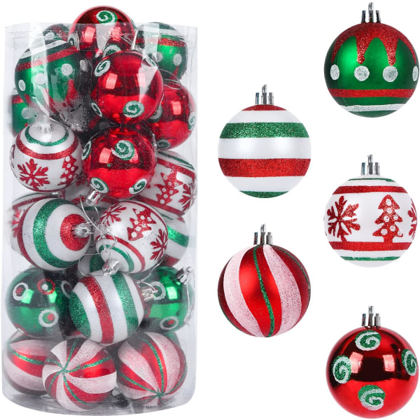 30st Julkulor Ornament, 6cm Julkulor Set Okrossbar Plast Julkula för julkulor Dekorationer Julgransdekoration