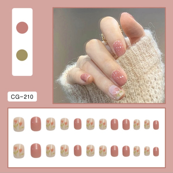 Franska falska naglar rosa naken falska naglar korta tryck på naglar ballerina akryl stick på naglar för kvinnor och flickor
