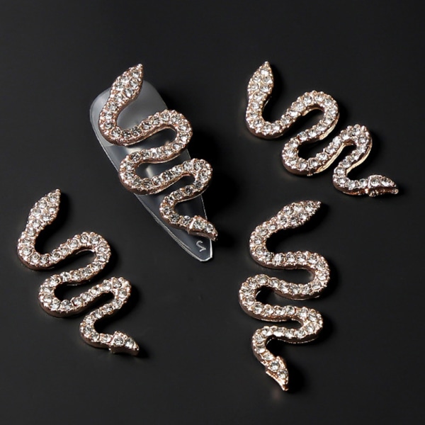 3D Snake Nail Art Charm Metal Snake Wave Nail Art Rhinestone