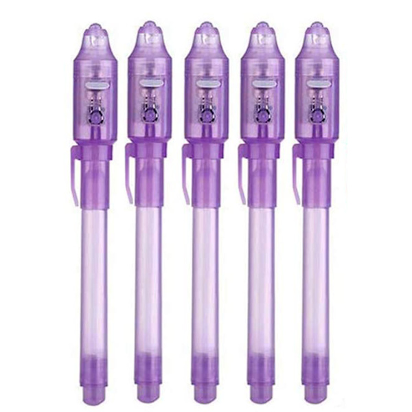 4-pack hemliga pennor med UV-ljus, läsbar av ljus, UV-penna, festpåsar, magiska pennor, barnpennor för barnkalas, detektiv